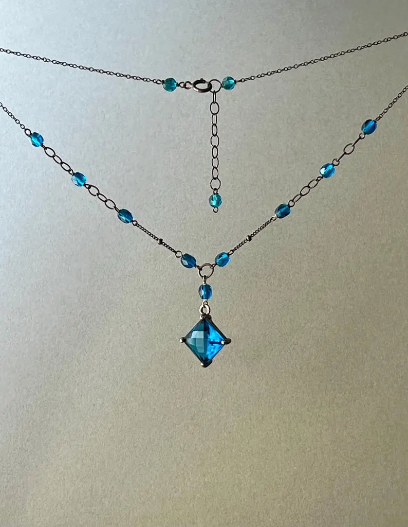 Blue Crystal Pendant Necklace