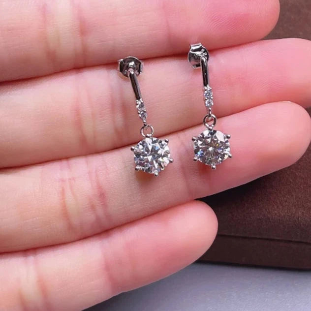 Dangle Solitaire Earrings with Brilliant Center Stones
