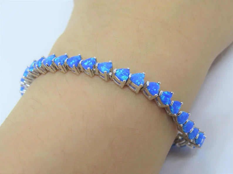 Heart-Cut Blue Opal Bracelet