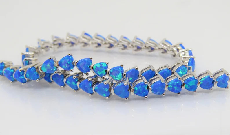 Heart-Cut Blue Opal Bracelet