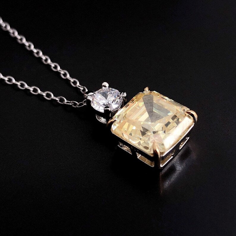 Pendant with Radiant Yellow and Clear Gemstones