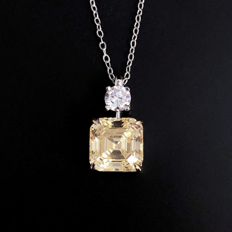 Pendant with Radiant Yellow and Clear Gemstones