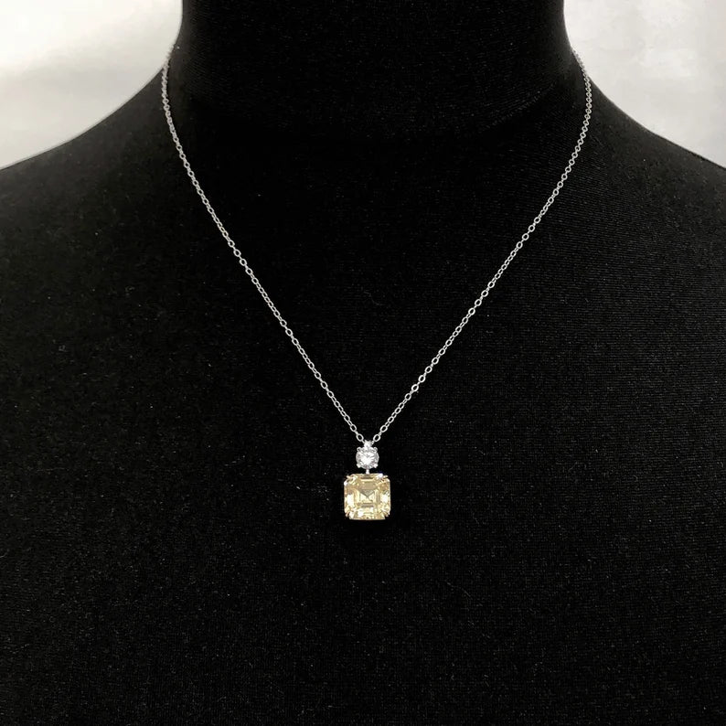 Pendant with Radiant Yellow and Clear Gemstones