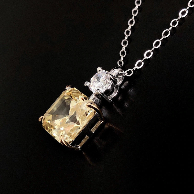 Pendant with Radiant Yellow and Clear Gemstones