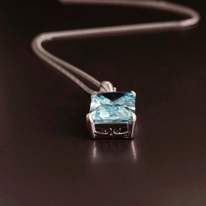 Radiant Rectangular Aquamarine Pendant