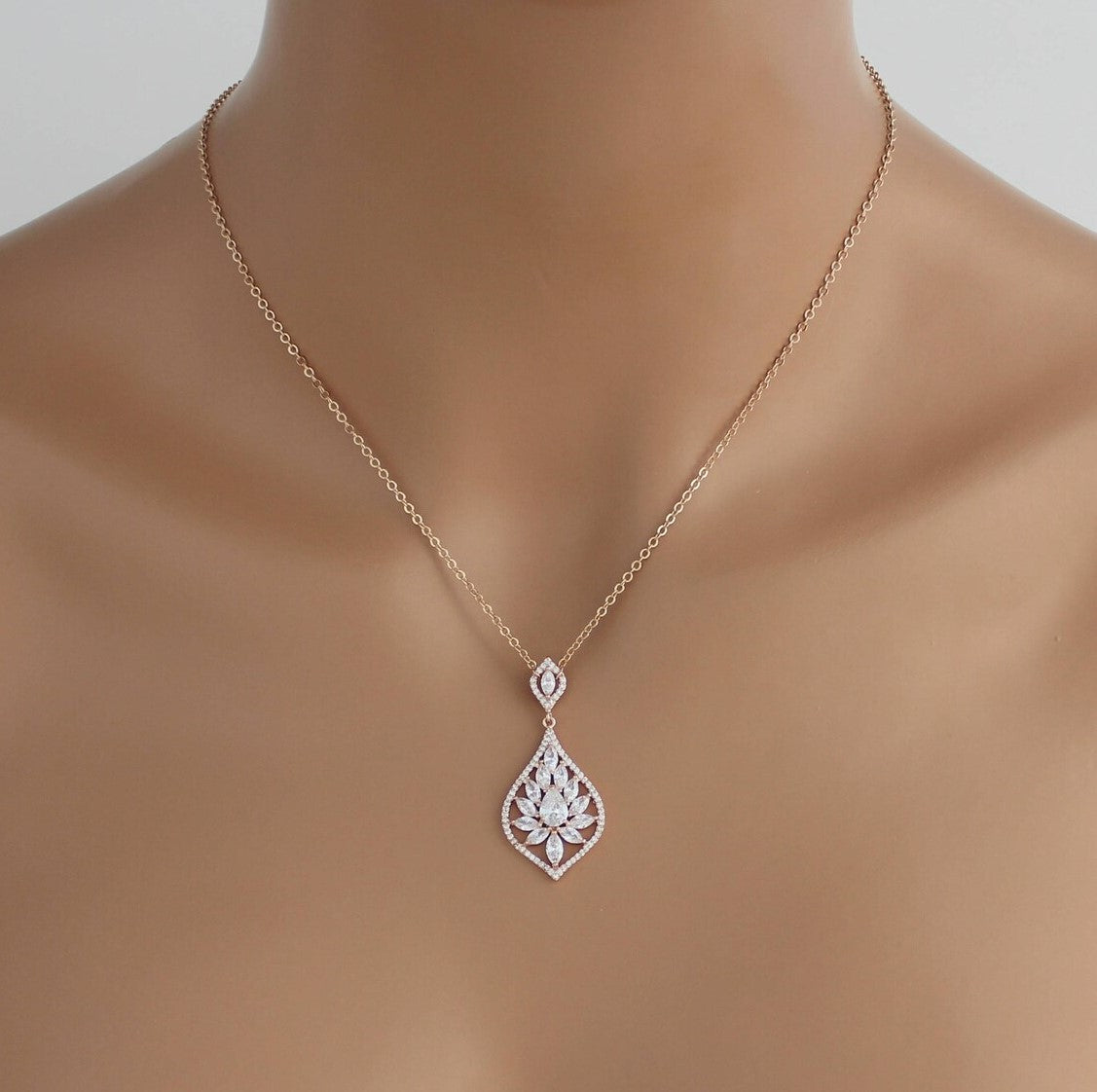 "Rose Gold Vintage Floral Filigree Sterling Silver Jewelry Set"