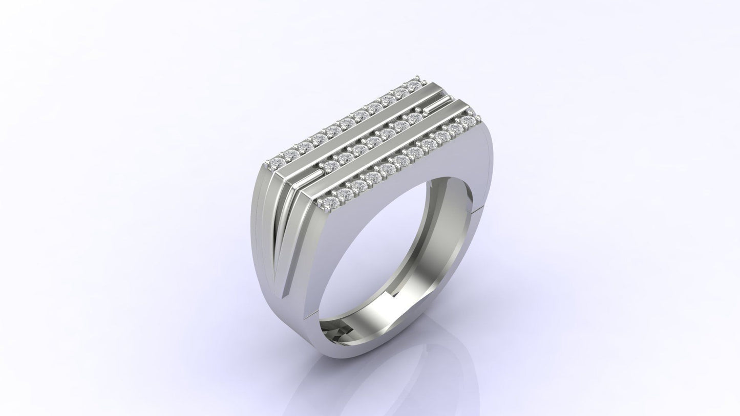 Regal Men's Dual Line Zirconia Ring