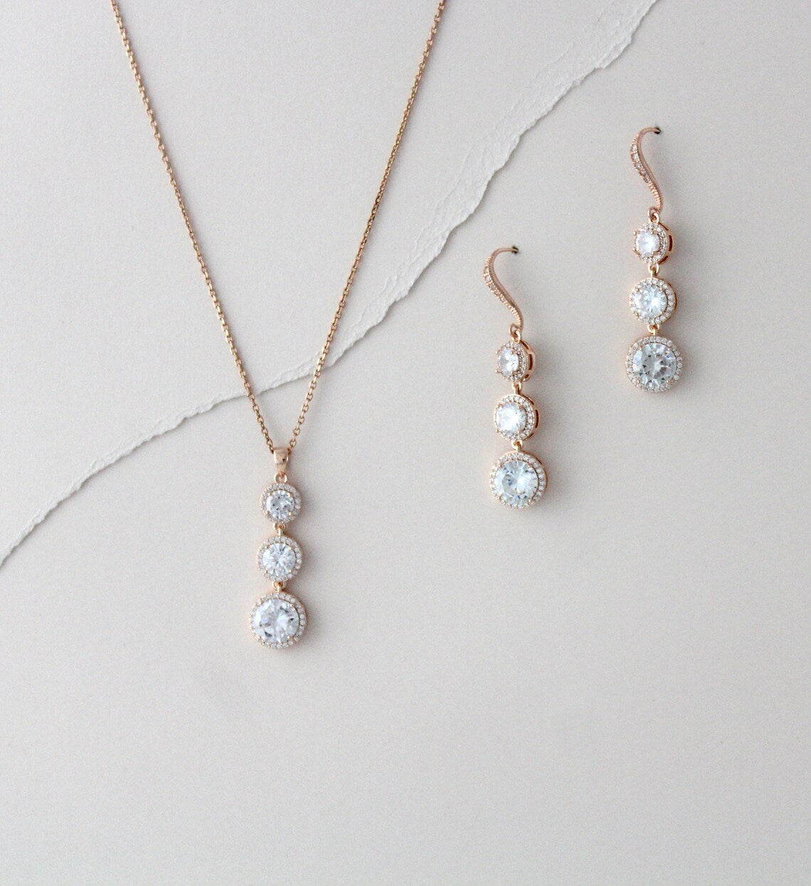"Triple Sparkle Round Pendant and Earrings Set