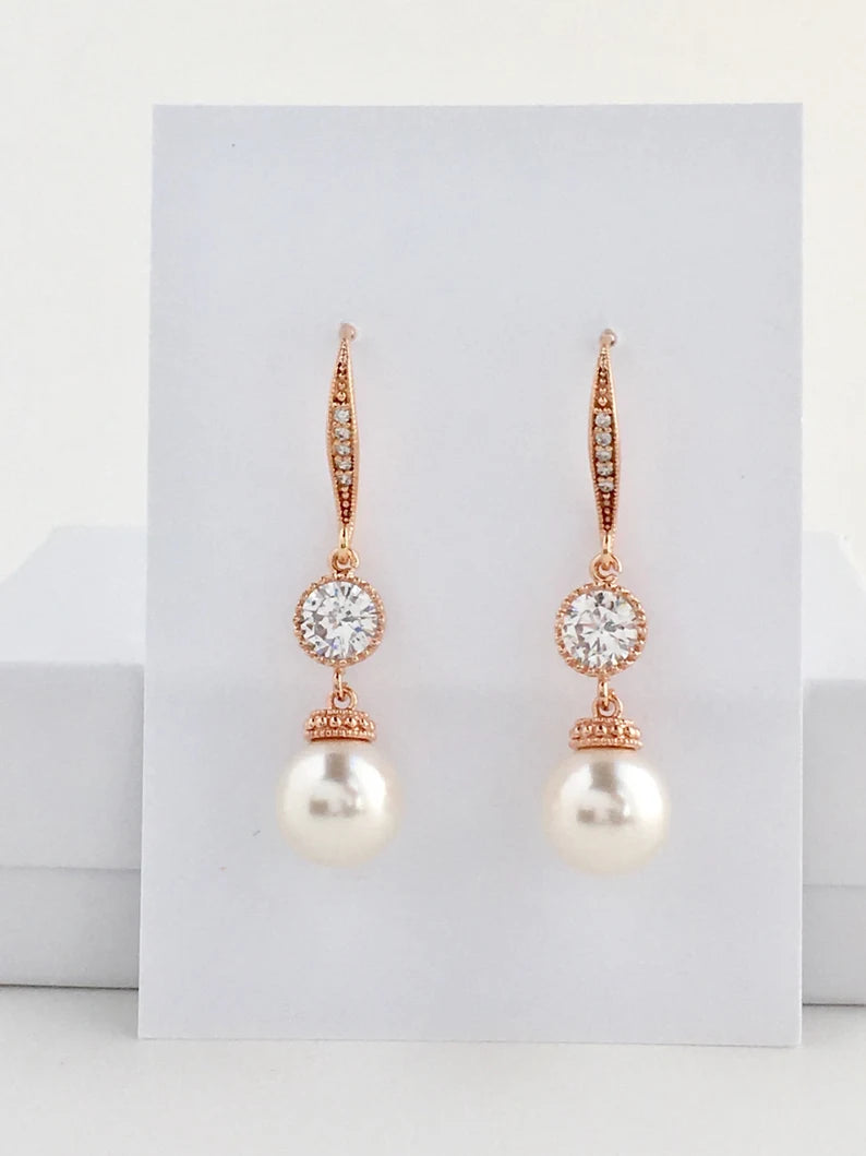 Pearl & Zircon Pendant and Earrings Set