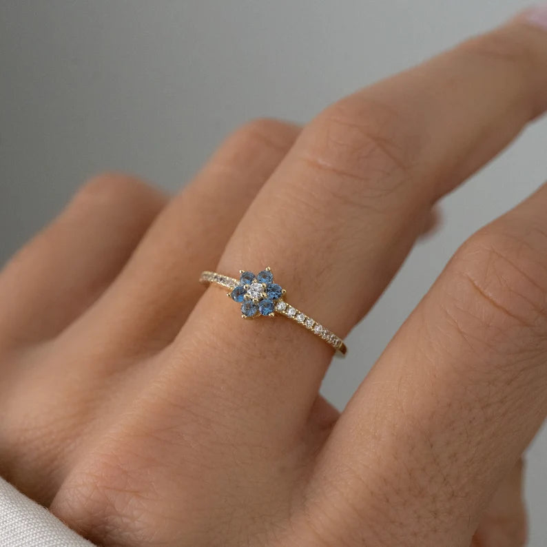 Aquamarine Dainty Ring