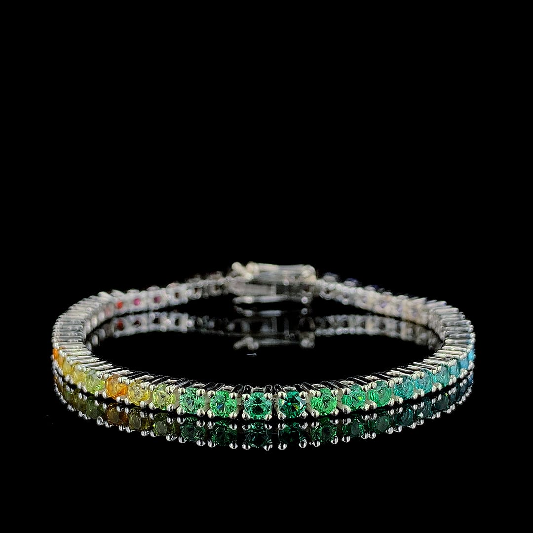 Luxury Multi-Color Gradient Gemstone Tennis Bracelet