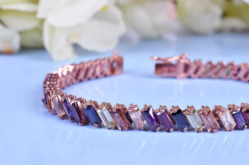 Bracelet with Multi-Colored Baguette Stones