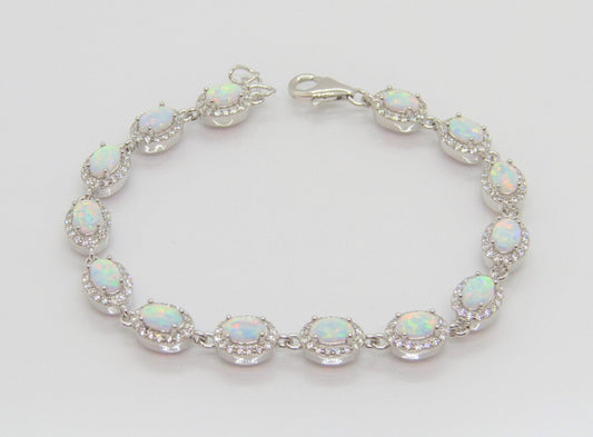 Opal Halo Tennis Bracelet