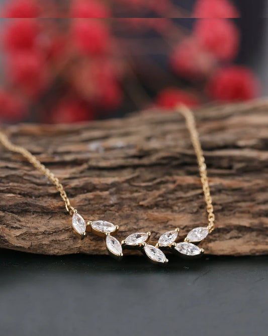 Marquise-Cut Leaf Necklace