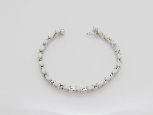 Elegant White Opal Tennis Bracelet