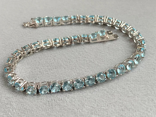 Elegant Aquamarine Tennis Bracelet
