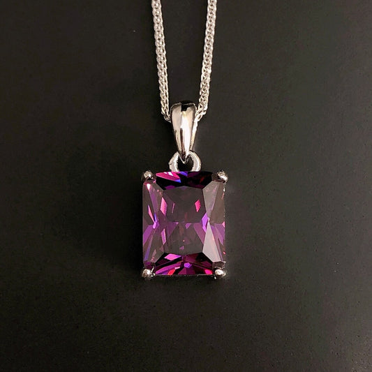 Pendant with Rectangular Purple Gemstone