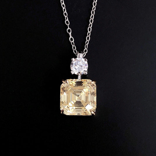 Pendant with Radiant Yellow and Clear Gemstones
