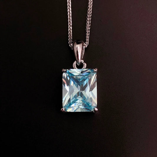 Radiant Rectangular Aquamarine Pendant
