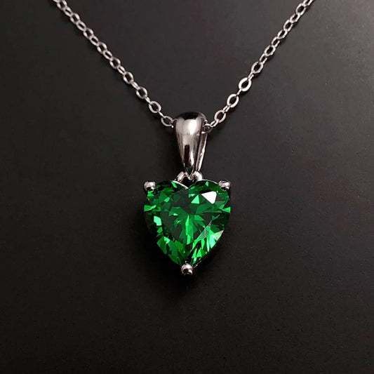 Heart-Shaped Green Gemstone Pendant