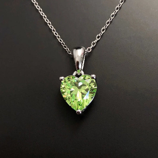 Heart-Shaped Light Green Gemstone Pendant