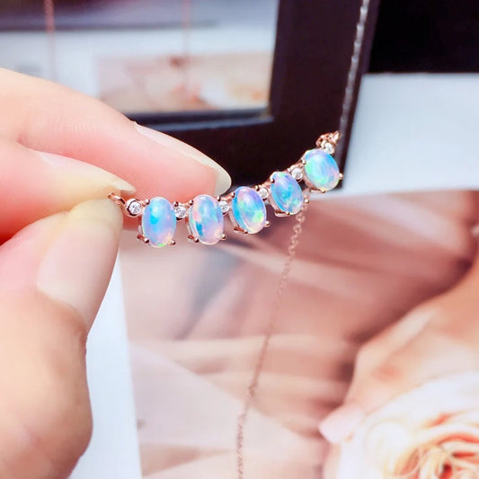 Multi-Stone Oval Opal with Gold-Plated Finish
