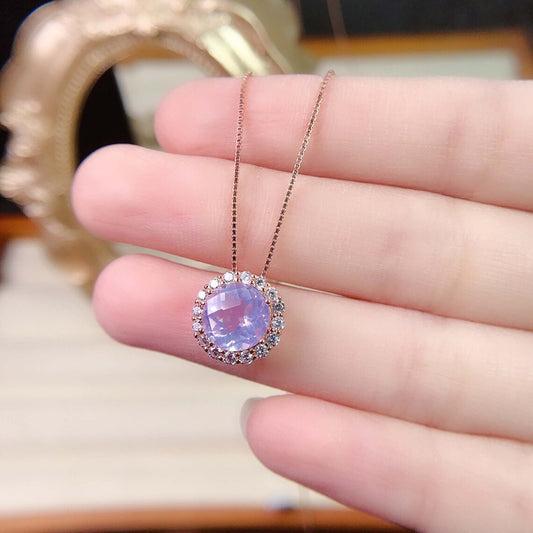 Pendant with Lavender Gemstone and Halo Accents