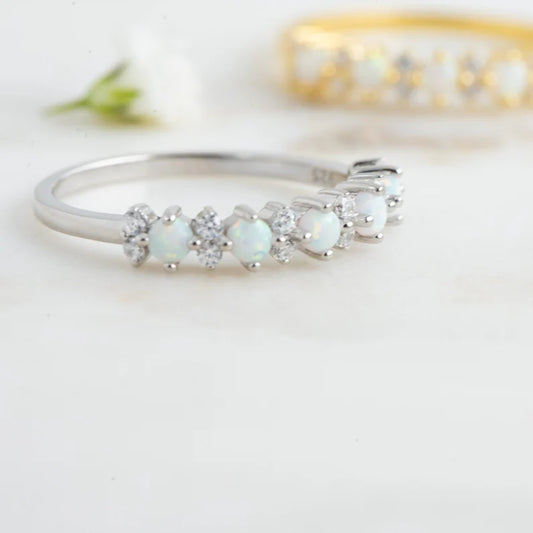 Opal and Clear Stone Ring