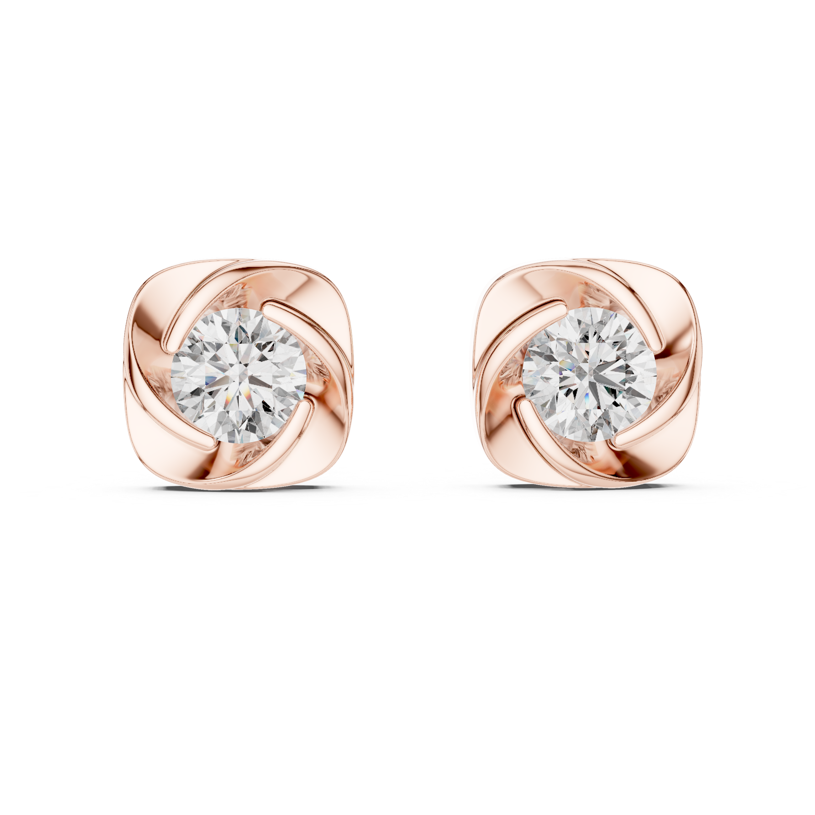 Velora Spiral Diamond Stud Earrings