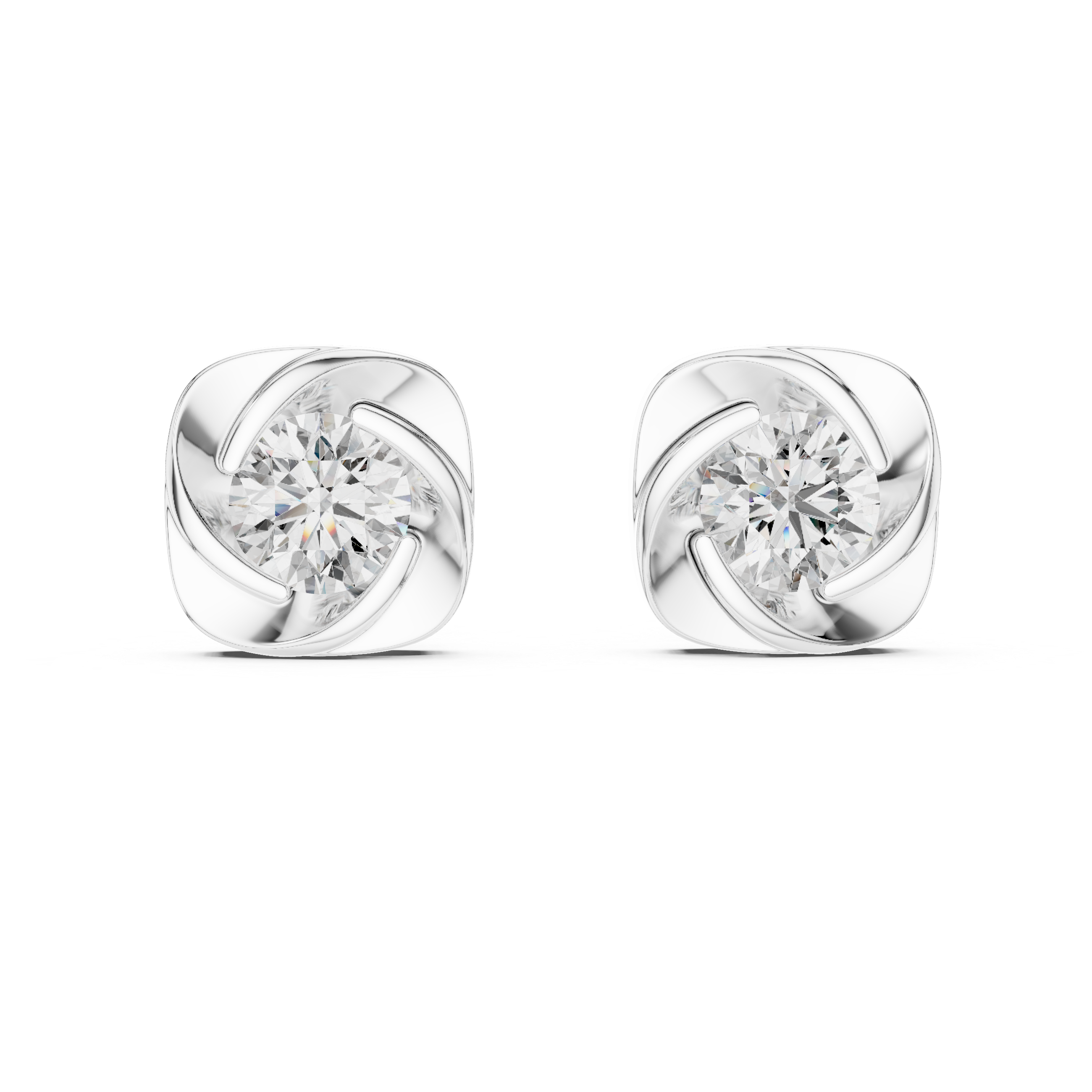 Velora Spiral Diamond Stud Earrings