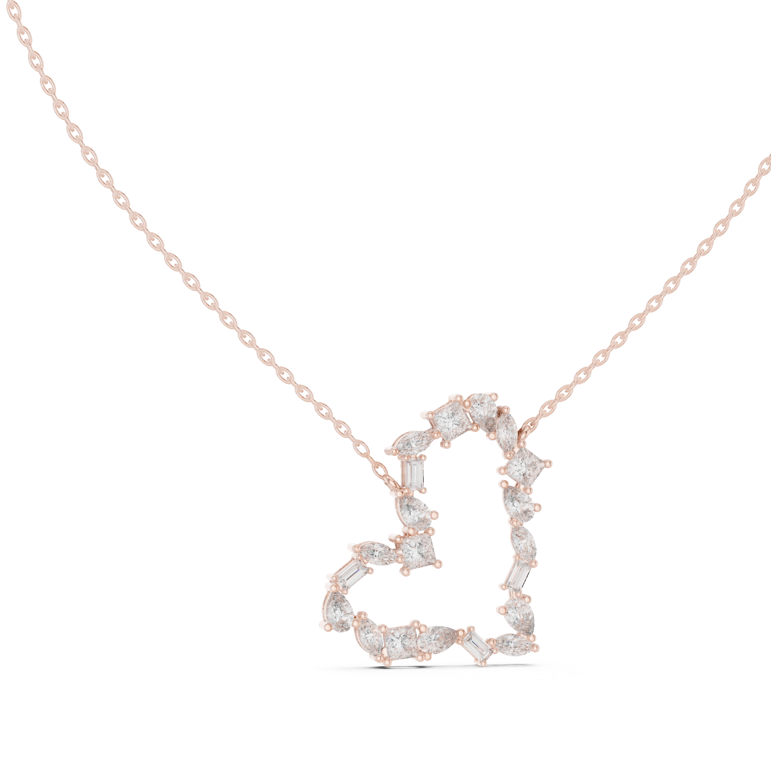 Elira Heart Mosaic Diamond Pendant Necklace