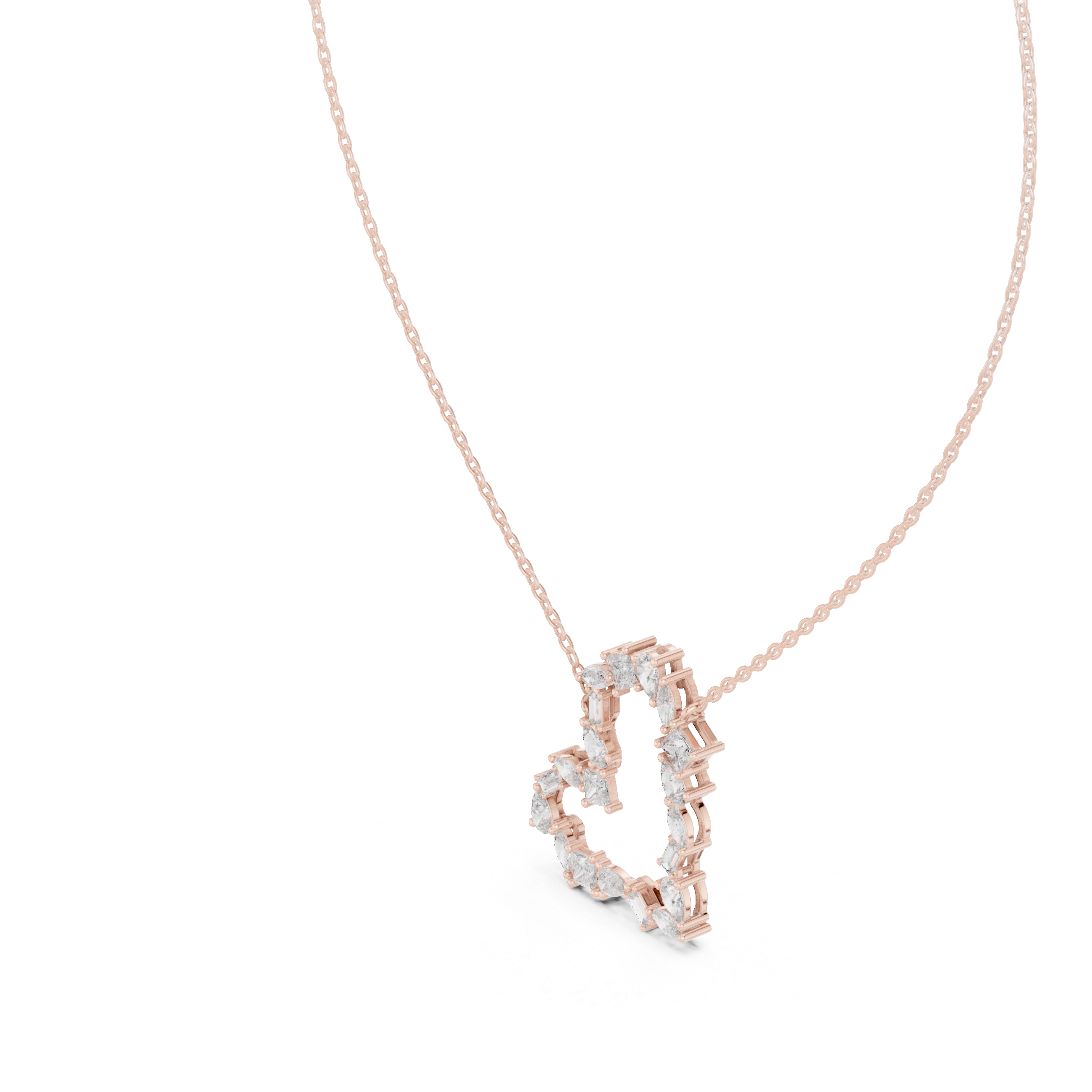 Elira Heart Mosaic Diamond Pendant Necklace