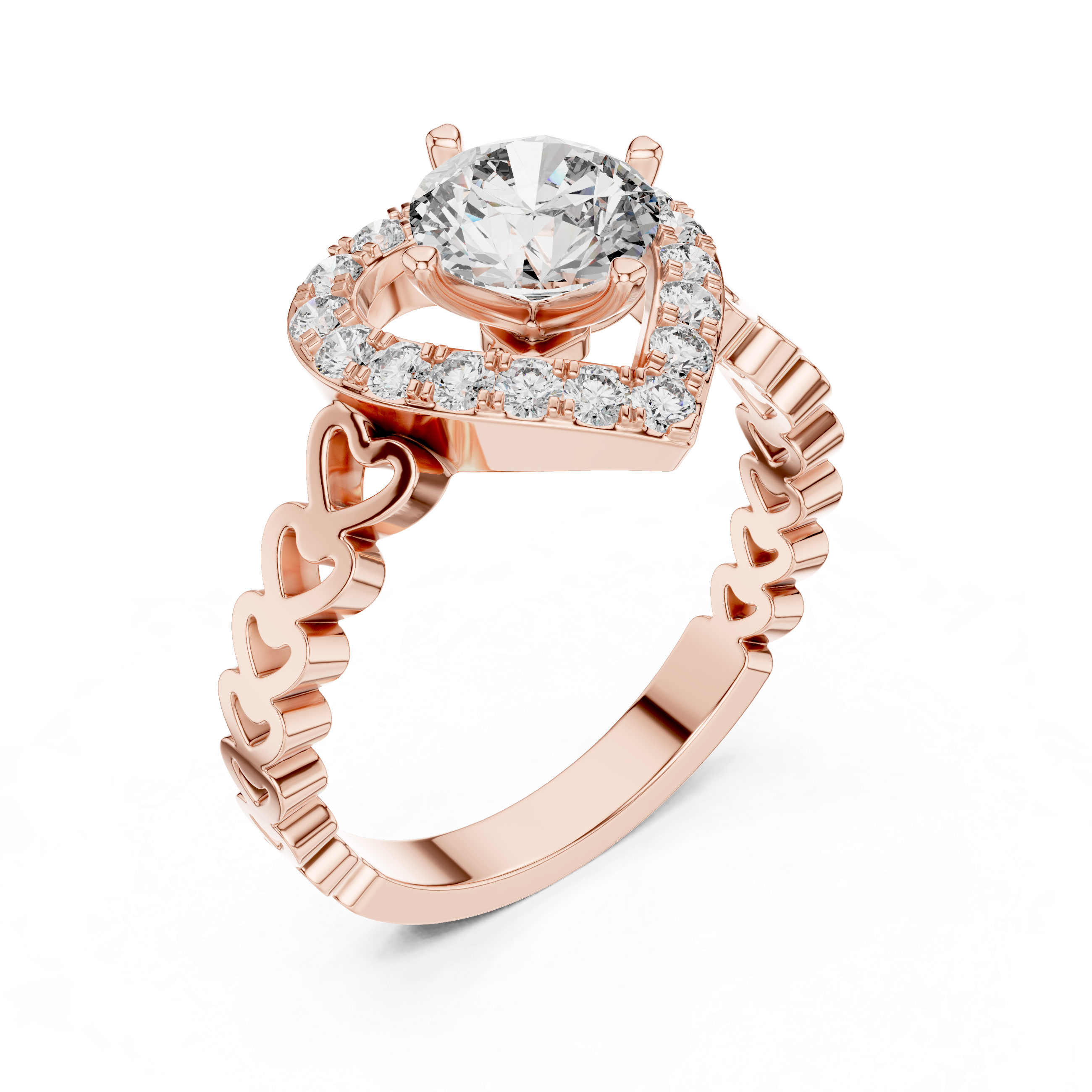 Amora Heart Halo Diamond Ring