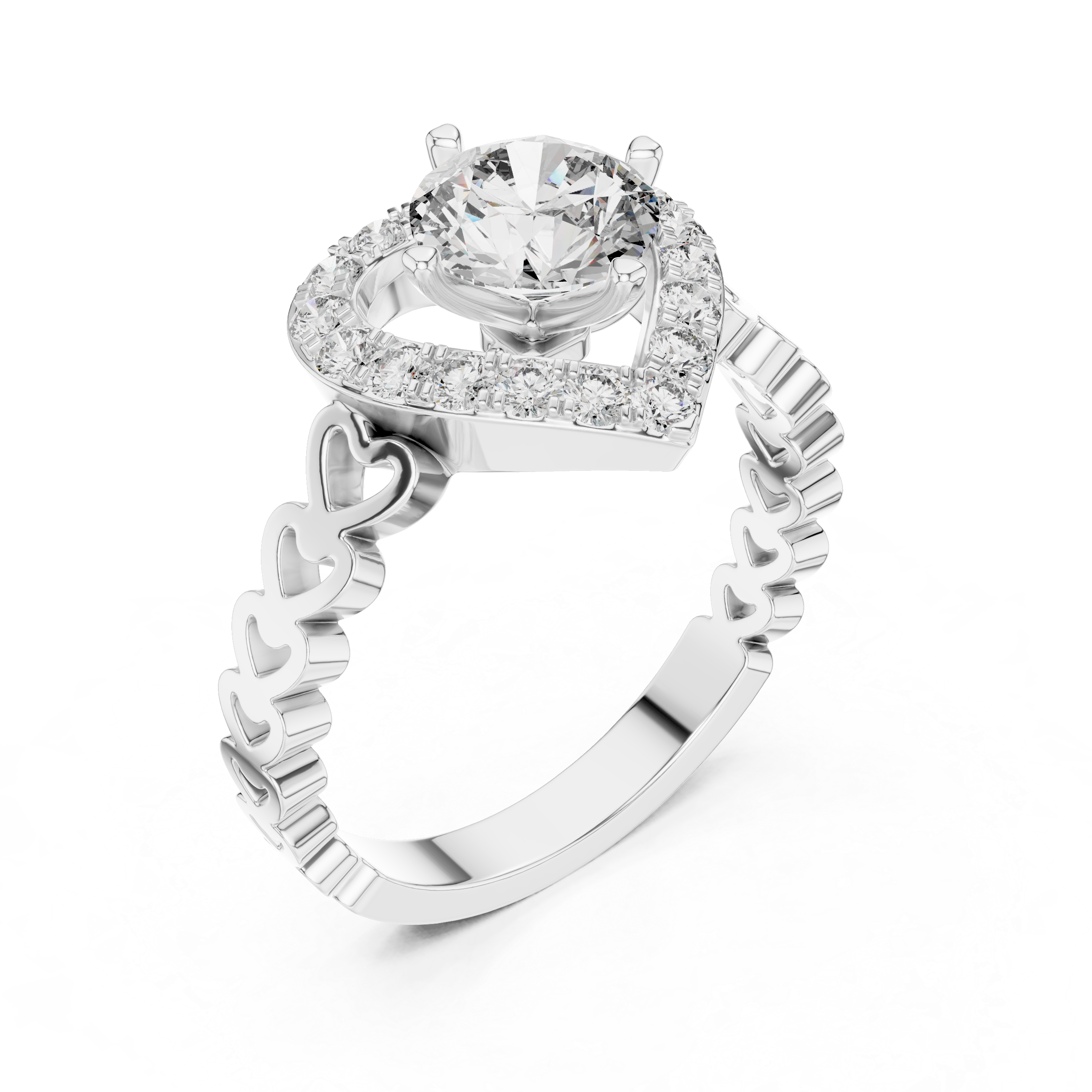 Amora Heart Halo Diamond Ring
