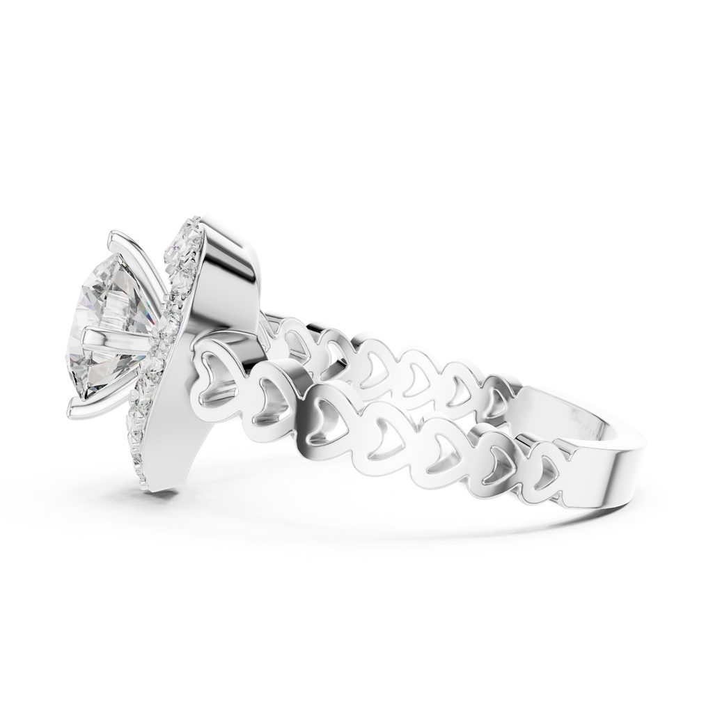 Amora Heart Halo Diamond Ring
