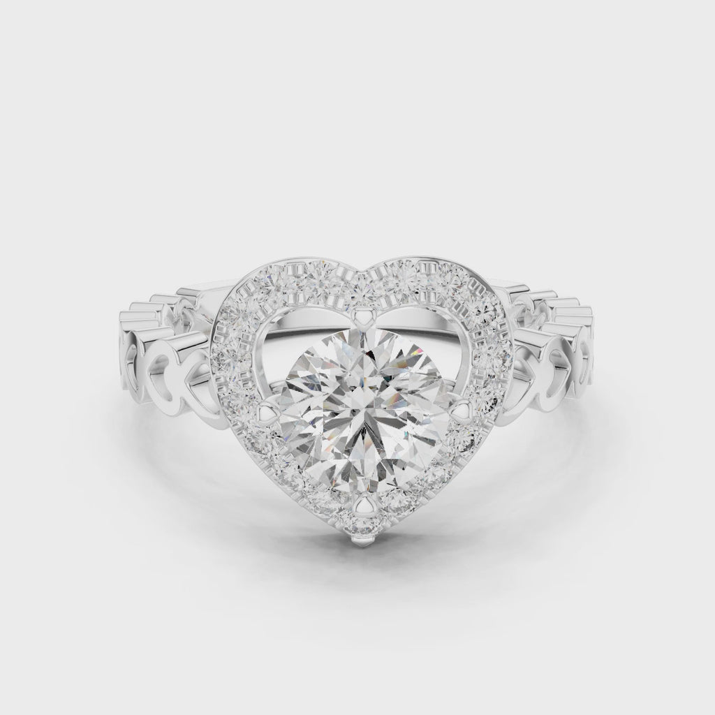 Amora Heart Halo Diamond Ring
