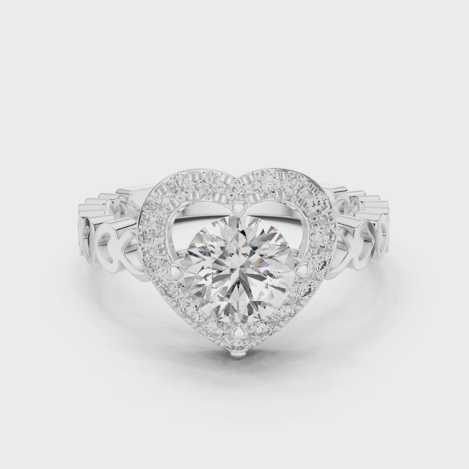 Amora Heart Halo Diamond Ring